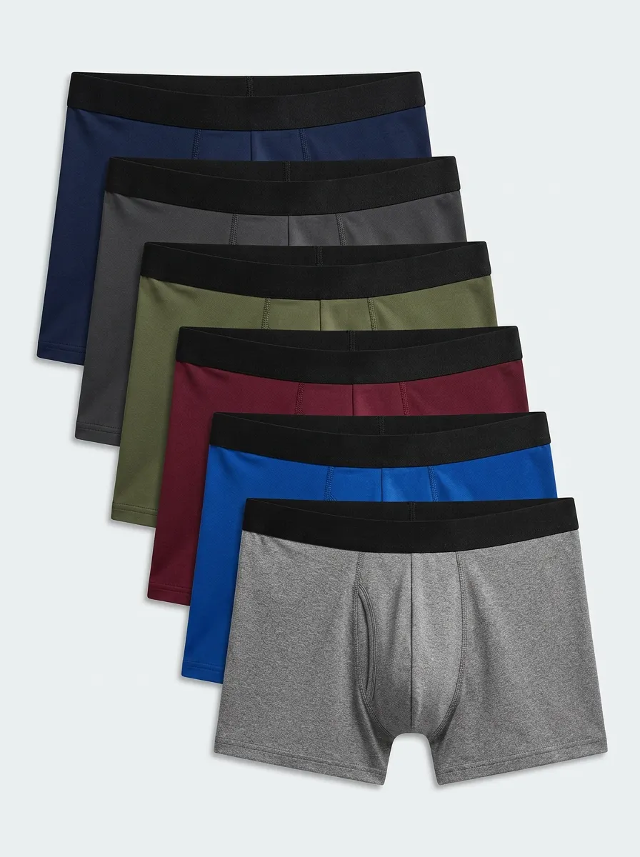 Men's Solid Basic Comfortable 6-Pack Boxer Briefs