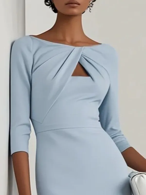 Twist-Front Cutout Midi Dress