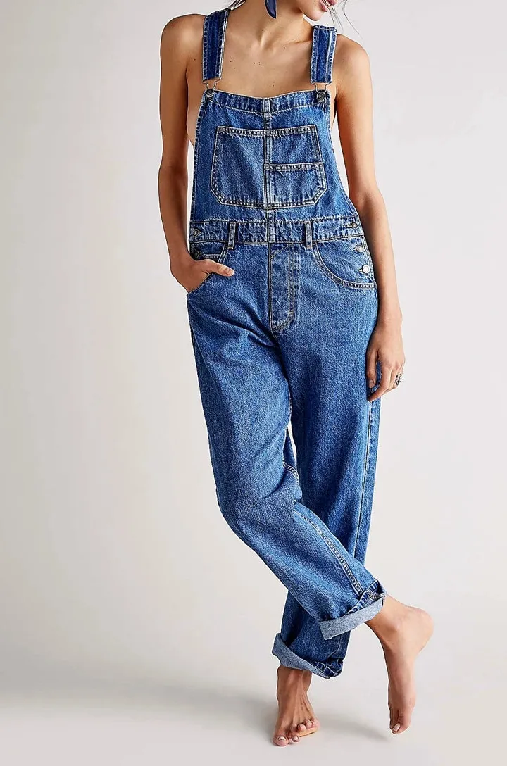 Denim Elegance Slim-Fit Jean-Skirt Adjustable Jumpsuit
