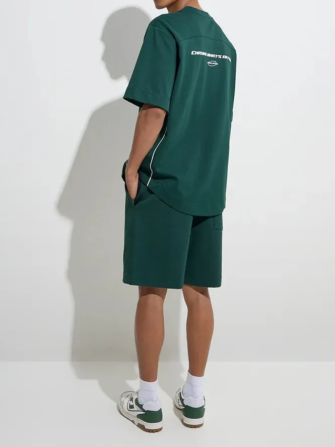 Relaxed-Fit Mid-Waist Cotton-Blend Shorts