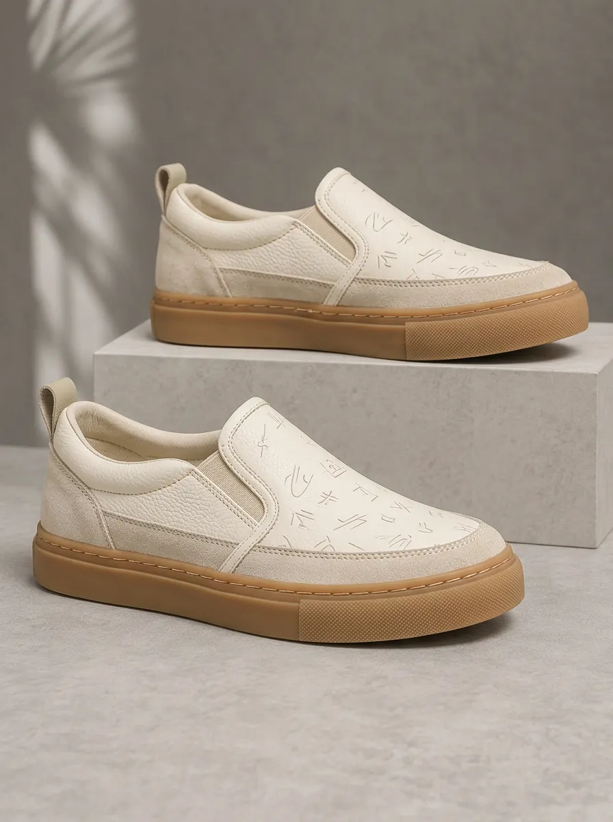 Men's Minimalist Abstract Symbol Printed Slip-on Shoes