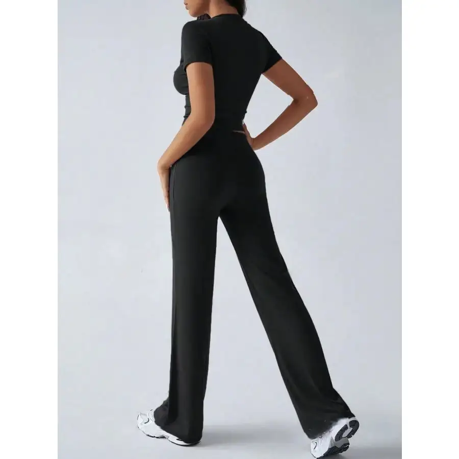 Everyday Round Neck Short Sleeve Top and Pants Set
