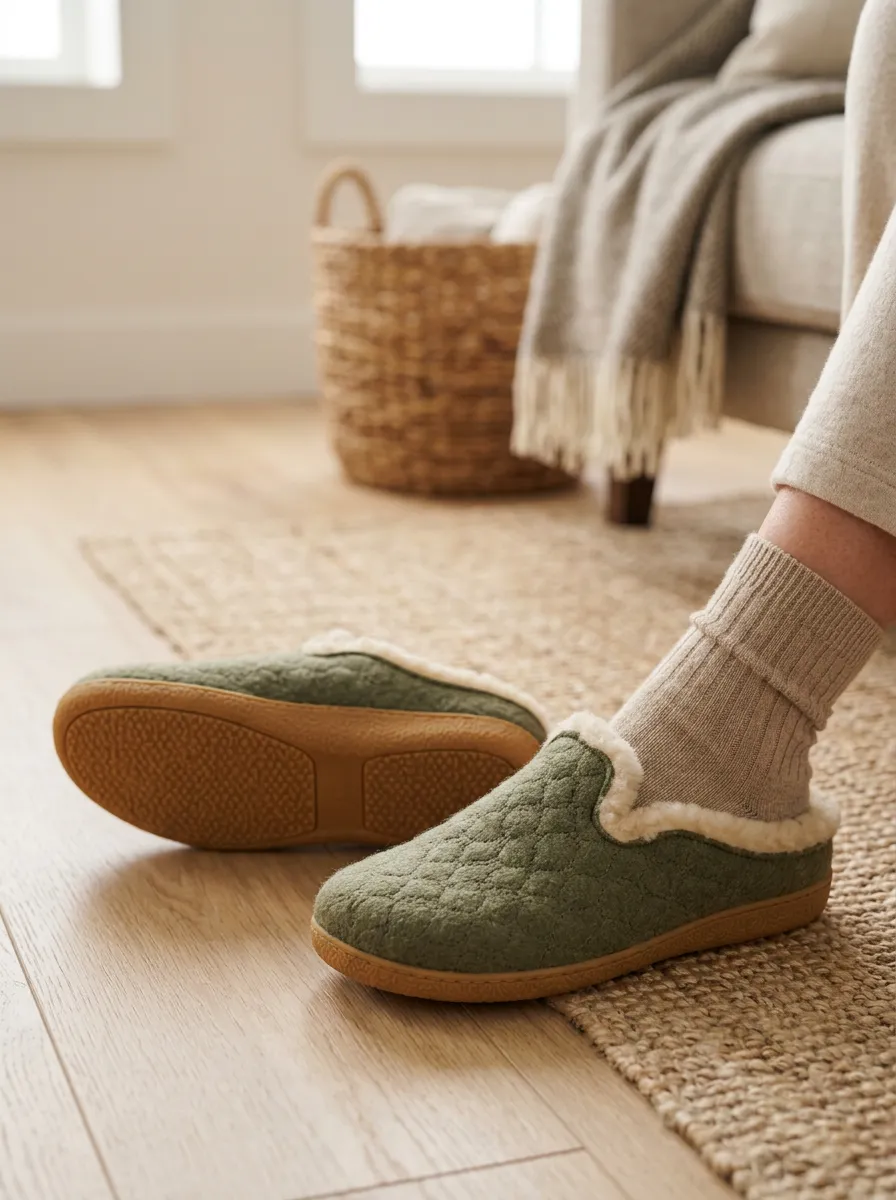 Classic Quilted Fleece Lined Essential Unisex Warm Wool Shoes