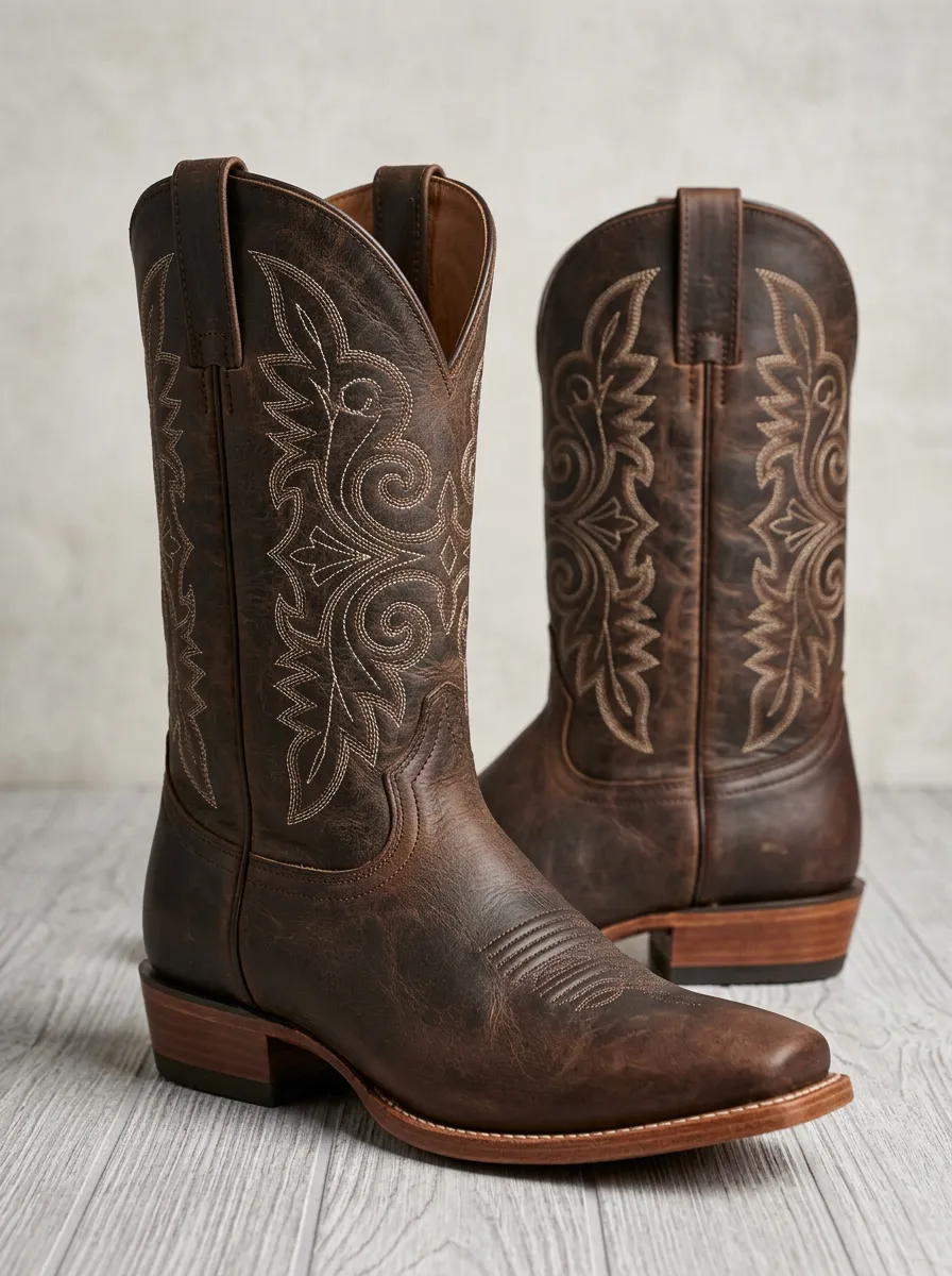 Country Embroidered Distressed Refined-Look Western Boots