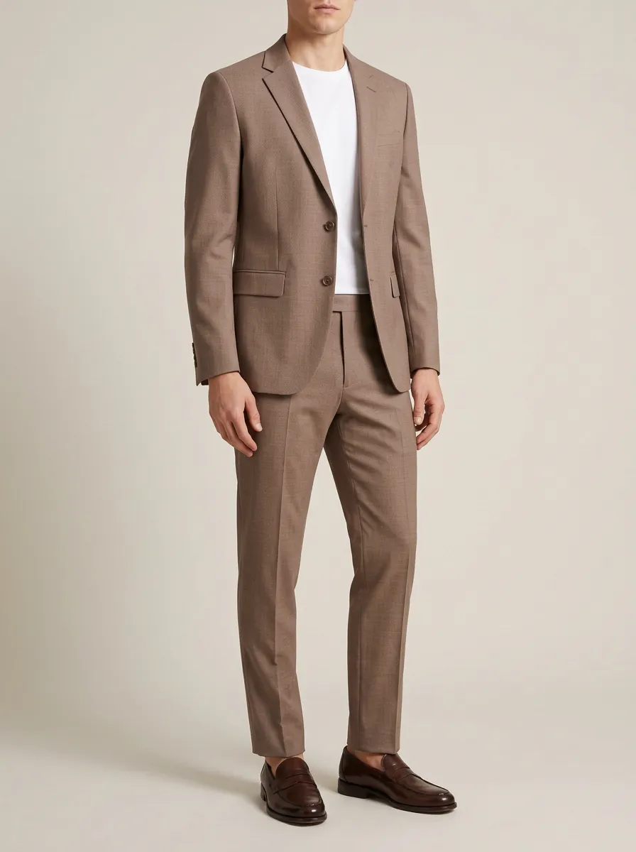 Men's Taupe Tailored Two-Piece Suit