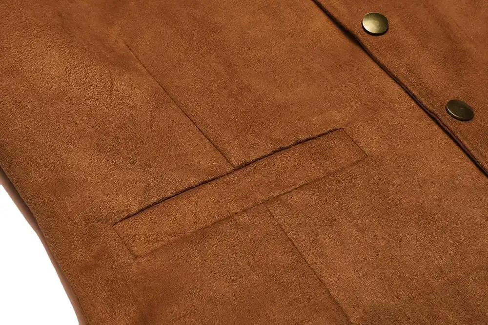 Solid Suede Leather Suit Vest Jeans