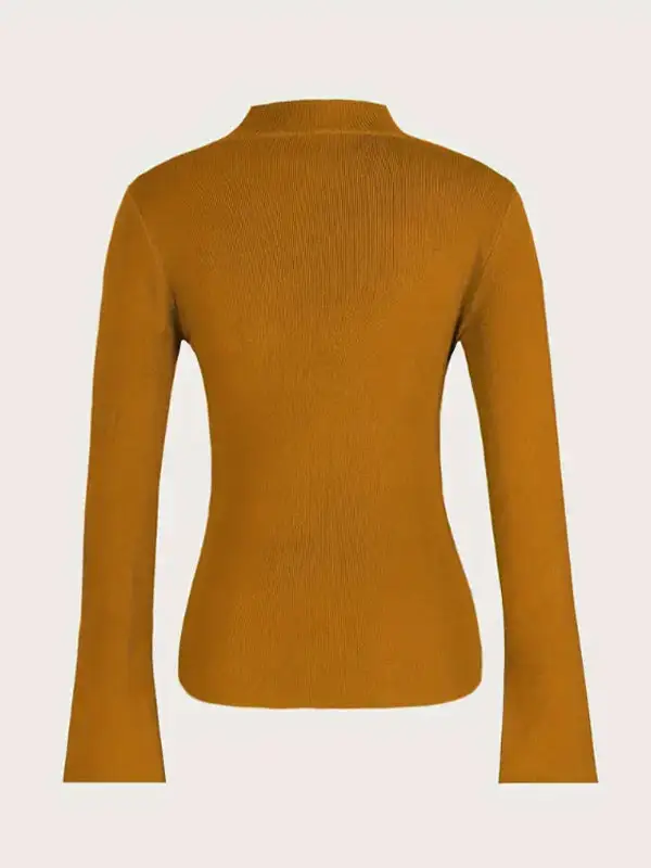 Asymmetric Split Front Paneled V-Neck Long Sleeve Sweater
