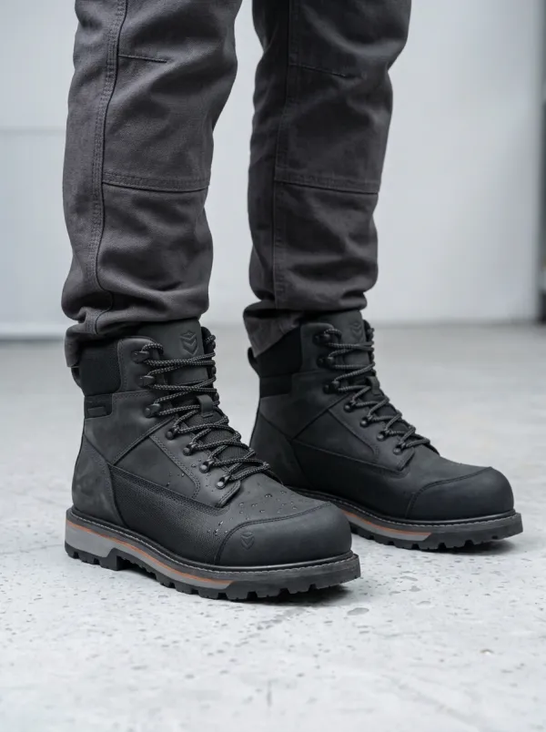 Unisex Waterproof Outdoor Black Printed Work Boots