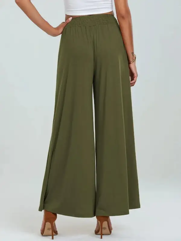 Wide Leg Elastic Waist Pocketed Pants