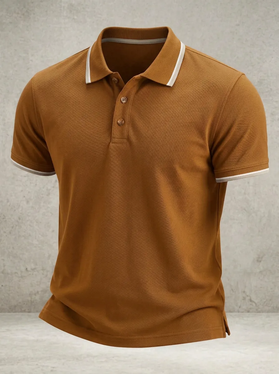 Contrast-Trim -Detail Men's Polo Shirt