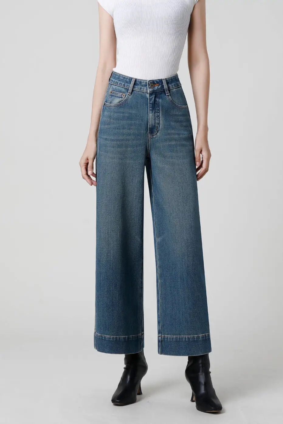 Wide-Leg Classic-Fit Denim Jeans