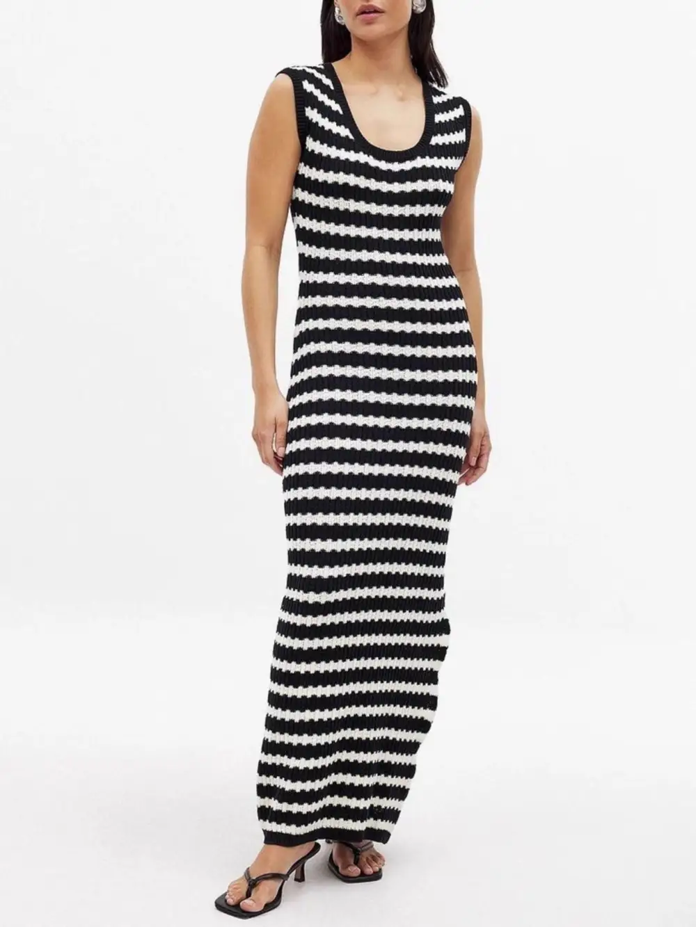 Knit Slit Sleeveless Midi Dress