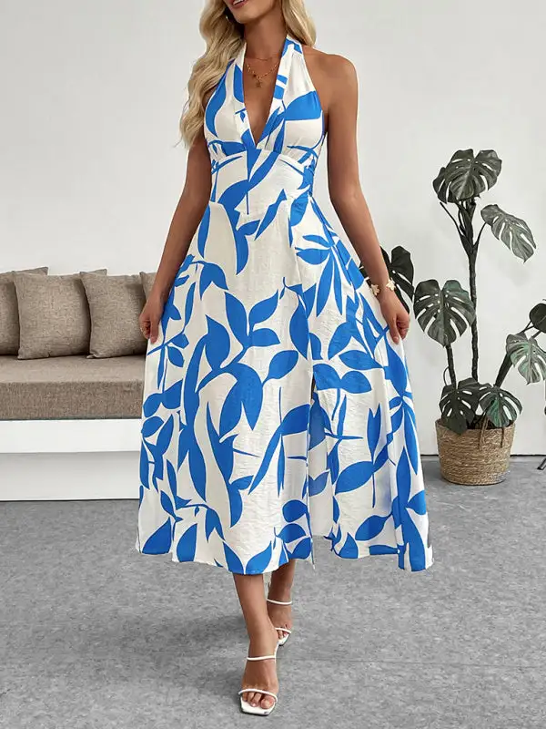 Clean Halter Printed Dress