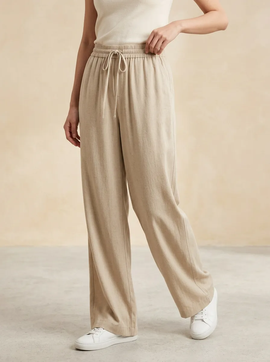 Drawstring Casual Wide Leg Pants