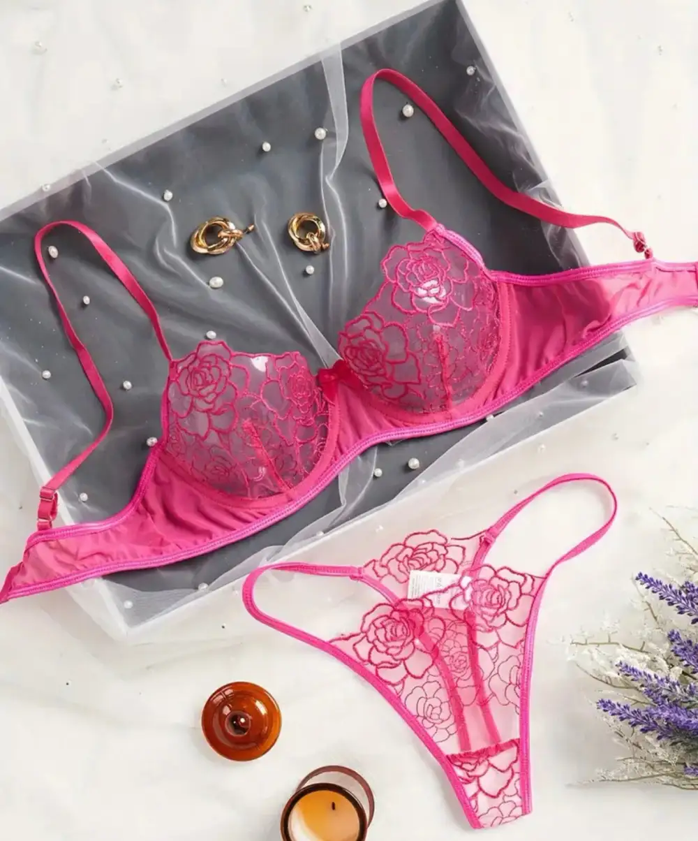 Embroidered Lingerie Set