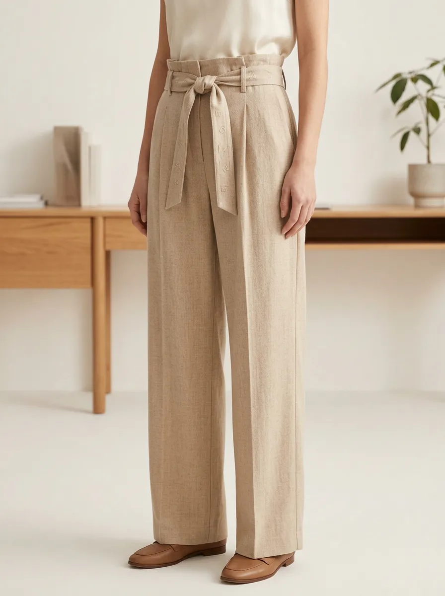 Weekend Belted High Rise Wide Leg Pants