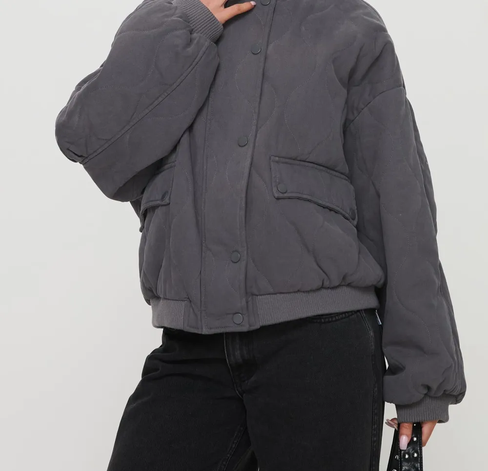 Gray Quilted Zip Jacket