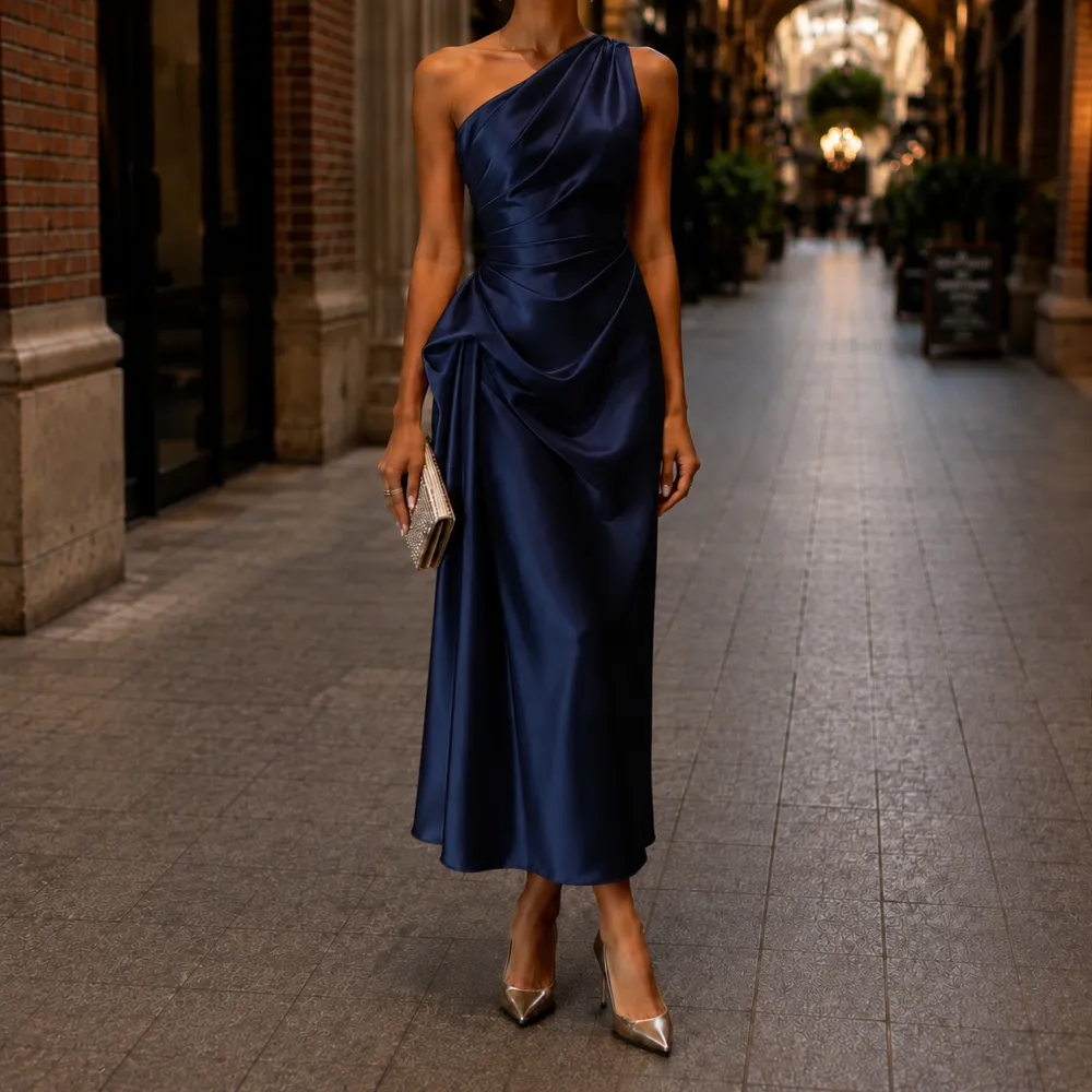 Draped Ruched Casual Dress