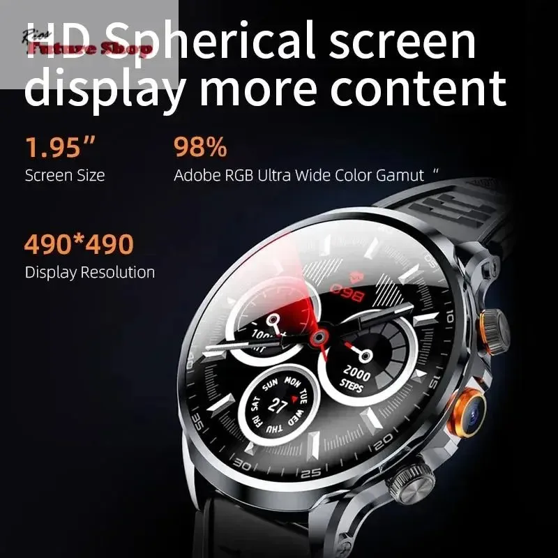 2025 new 4G Android smartwatch 1.95 inch IPS 360*360 screen with 200w camera GPS WiFi 32GB ROM smartwatch with 1100mAh battery