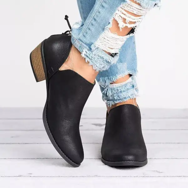 Point Toe Block Heels Boots