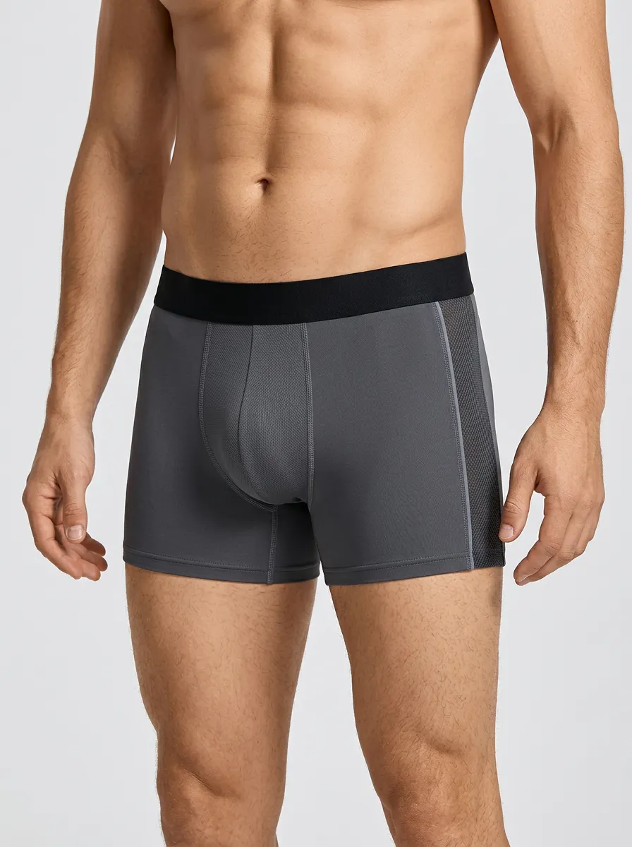 Men's Sport Athletic Performance Mesh Panel Boxer Briefs