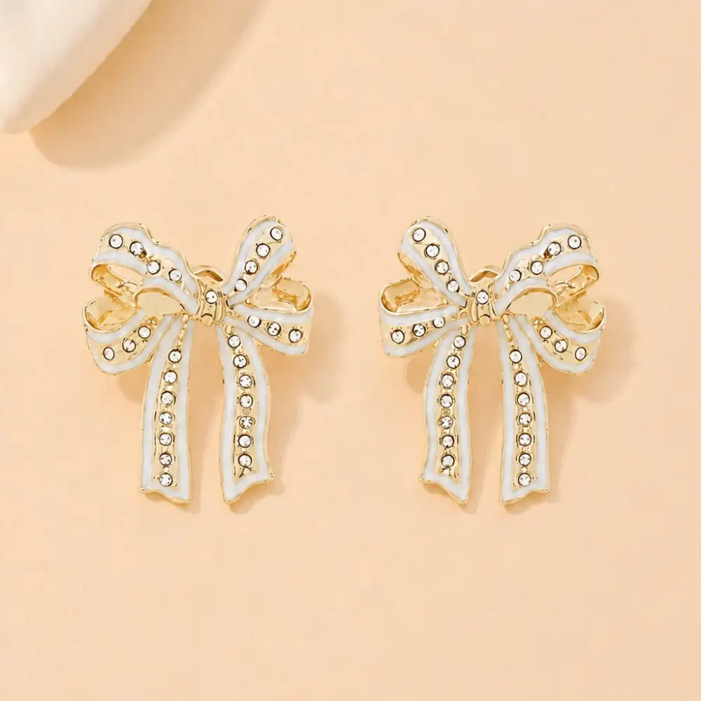 Charming Rhinestone Bow arrings