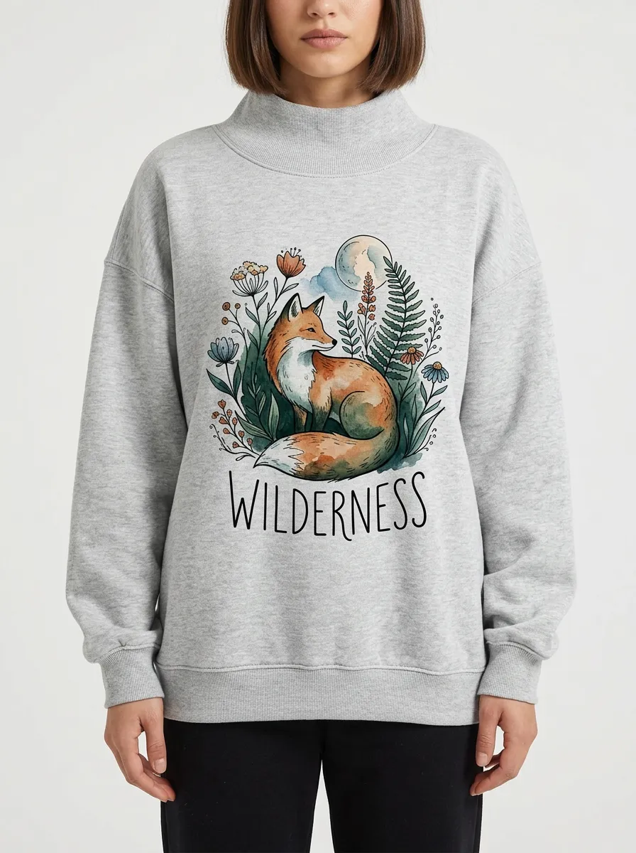 Women's Nature Wilderness Fox Floral Graphic Sweatshirt