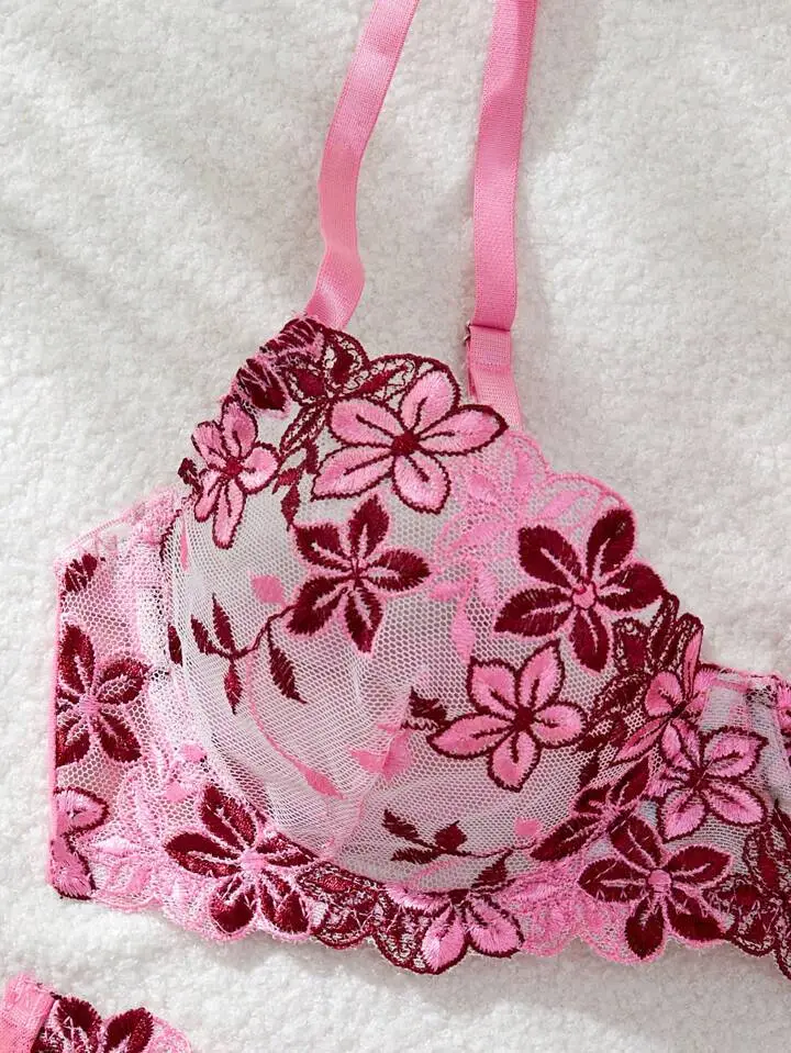 Refined Floral Embroidered Bra And Panty Set
