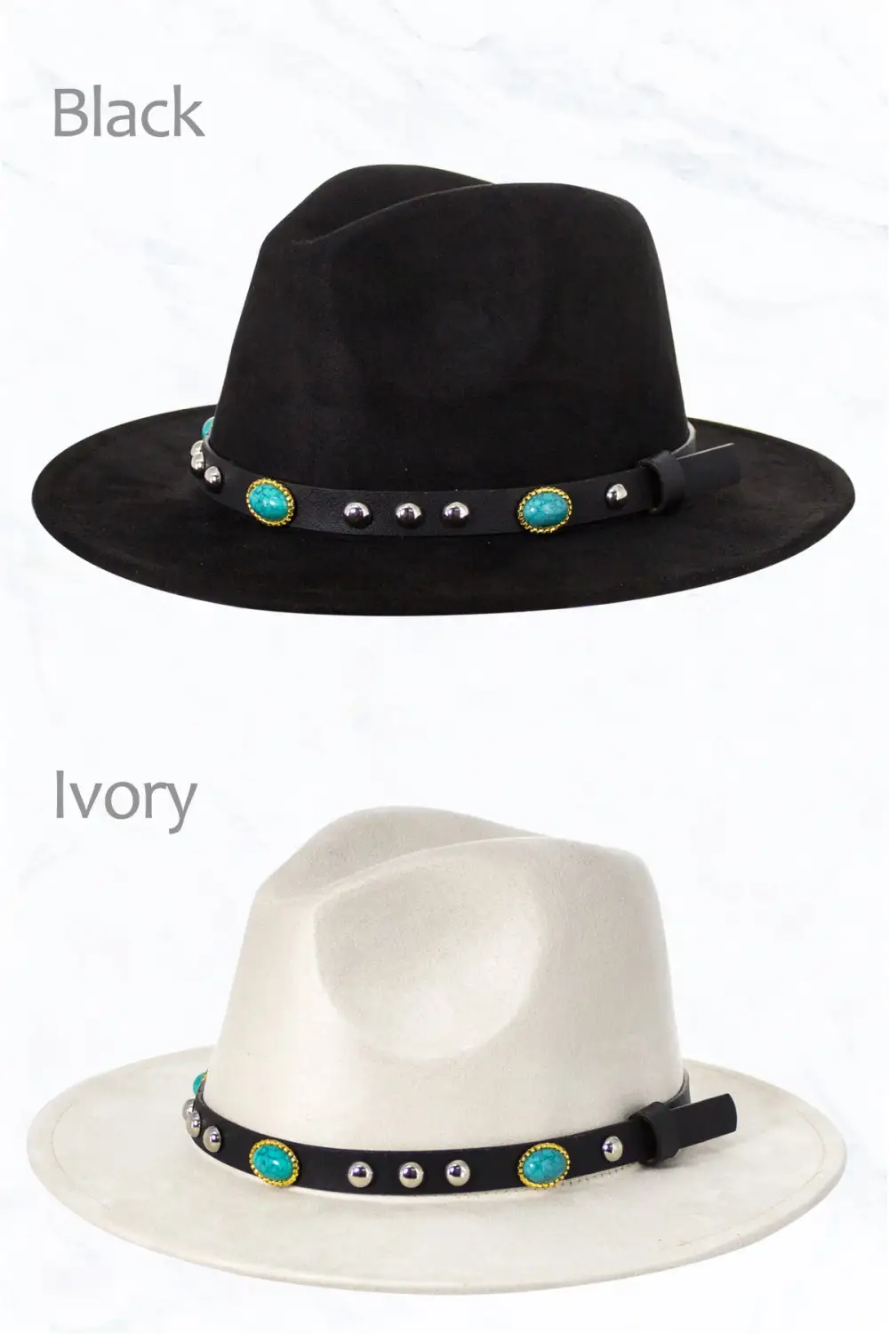 Suede Fedora Regular Peach Top with Turquoise Belt