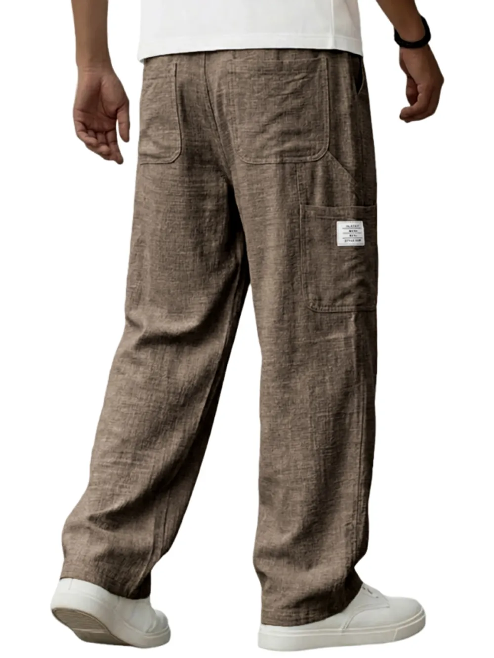 Linen Blend Utility Pocket Trousers