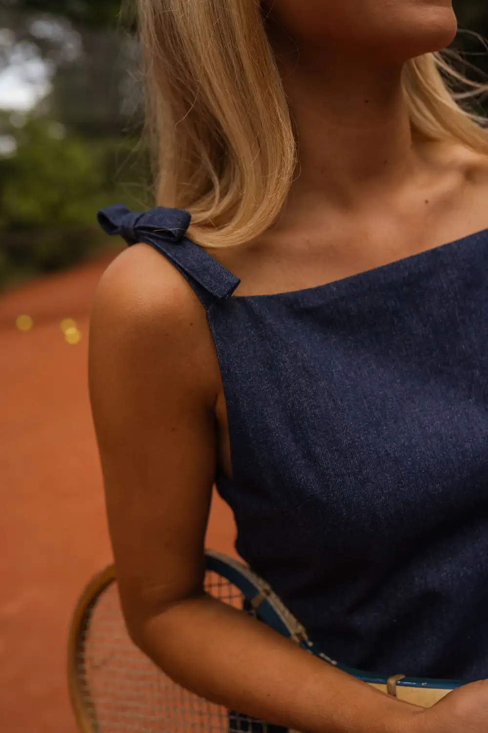 Denim Square Neck Mini Dress