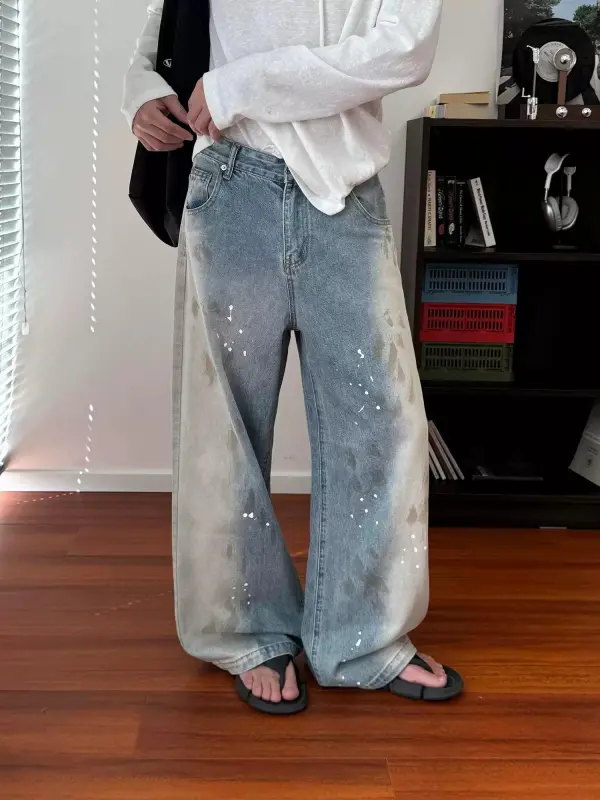 Faded Paint Smudged Jeans