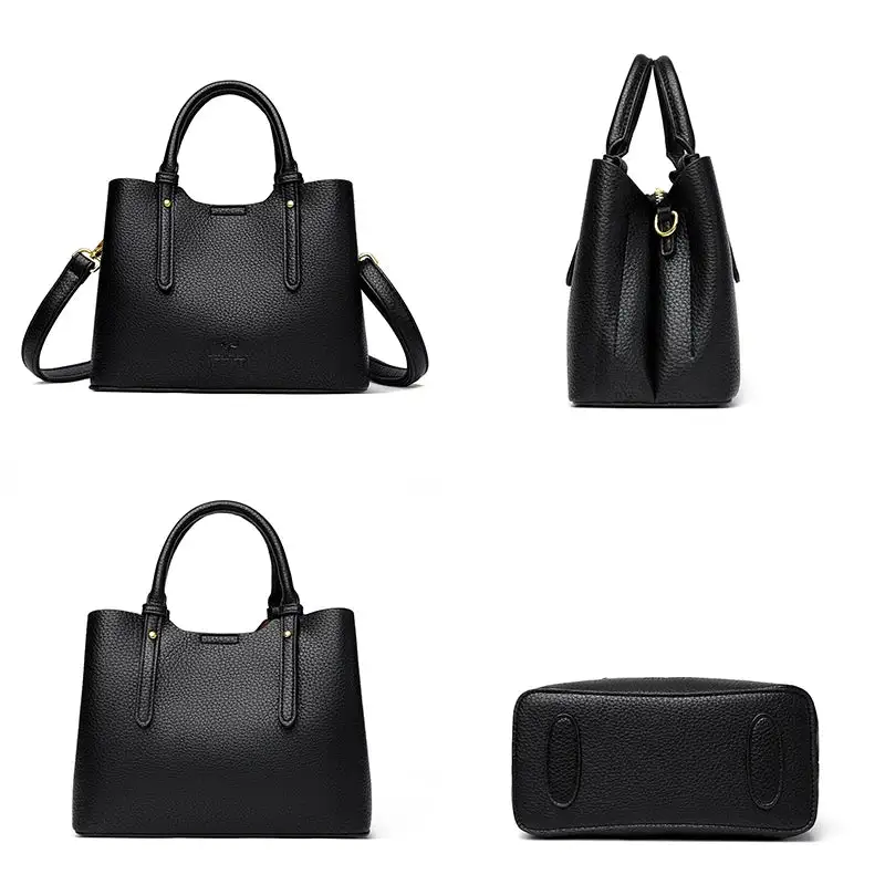 Elegant Textured Leather Top Handle Tote