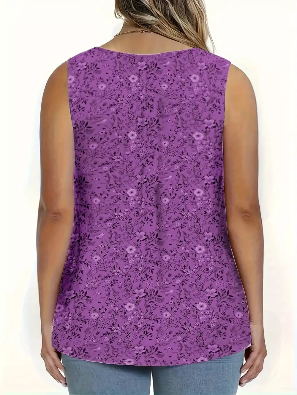 Full Size Button Detail Tank Plus Size