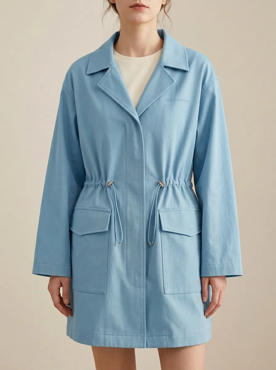 Embroidered Drawstring Waist Jacket