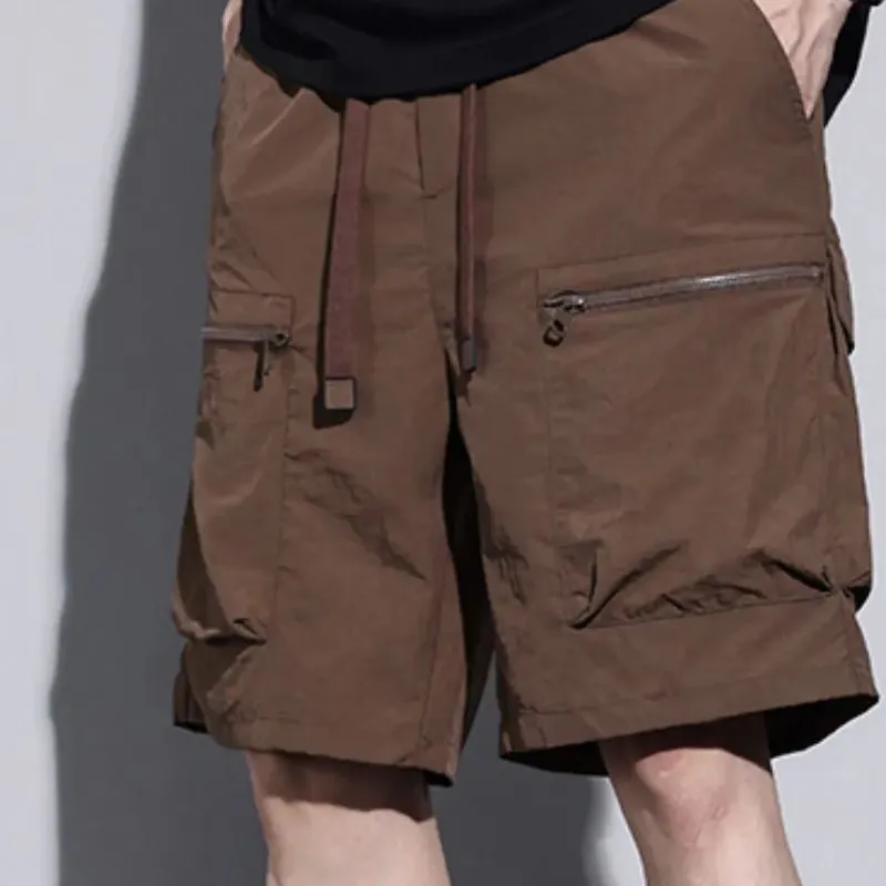 Versatile Drawstring Pocket Detail Washed Cargo Shorts
