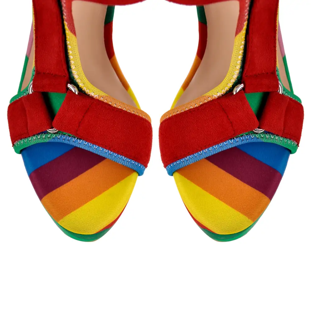 Canvas Ankle Strap Chunky Heel Sandals