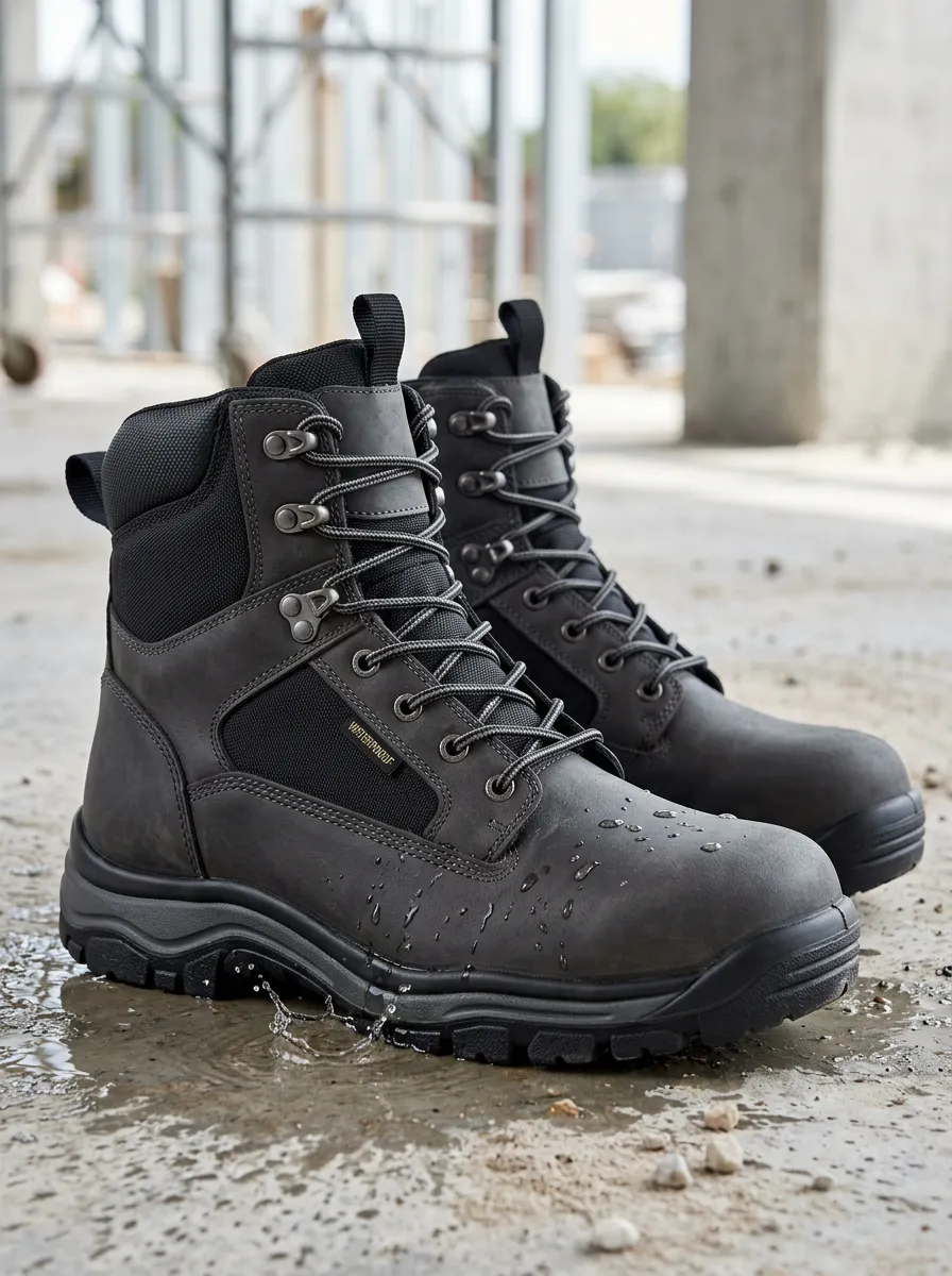 Unisex Grey Waterproof Tactical Construction Work Boots