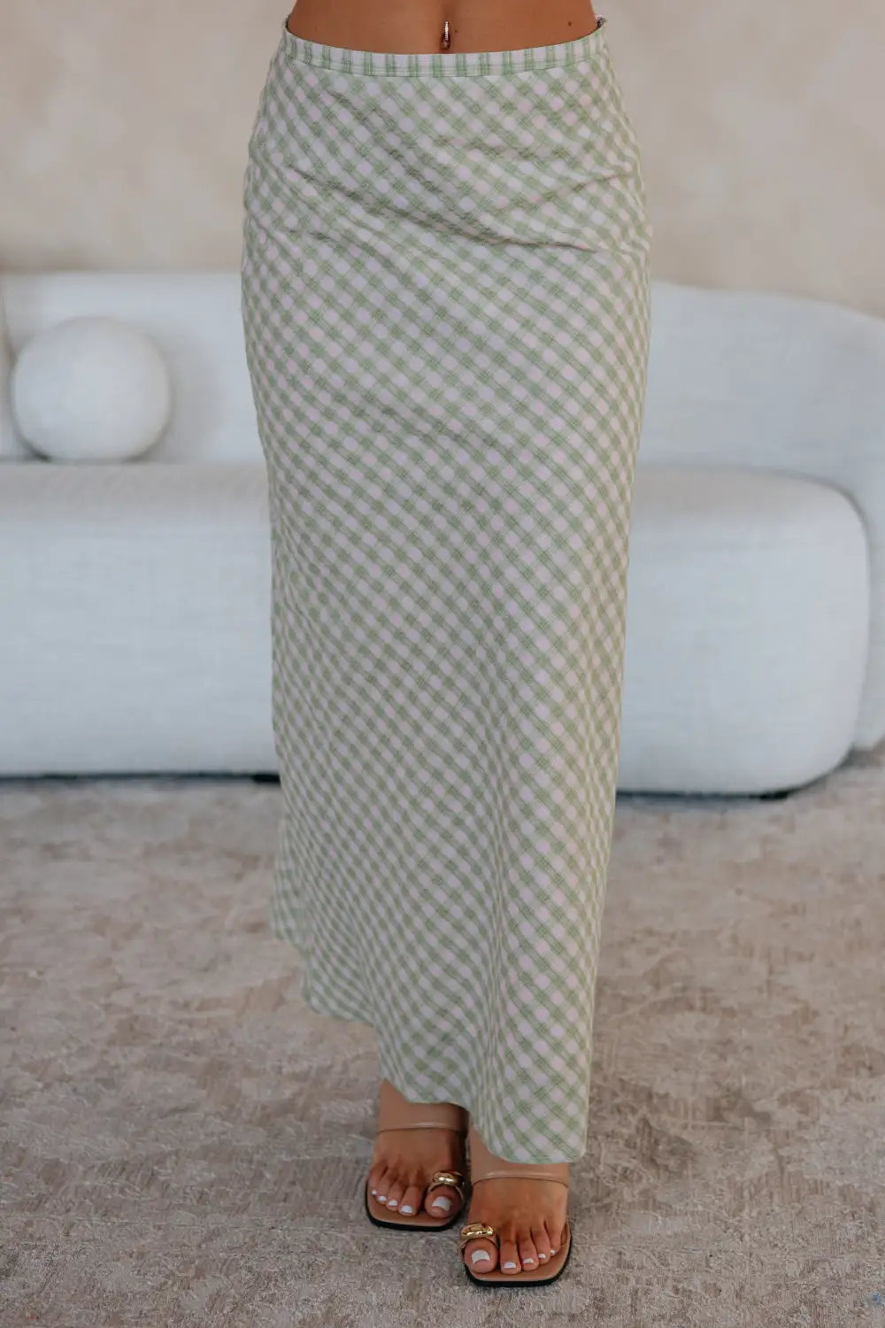 Gingham Cotton Maxi Skirt