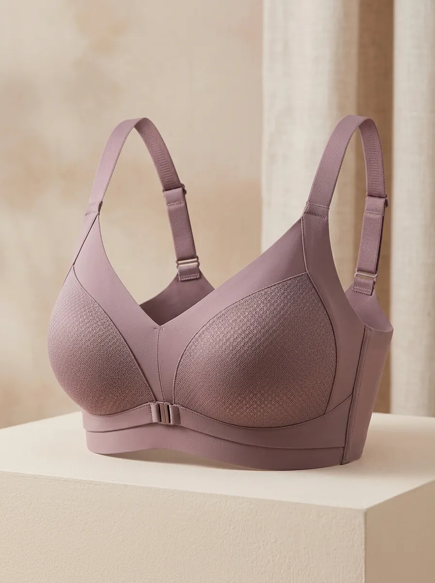 Women's Front-Closure Wireless Textured Bra
