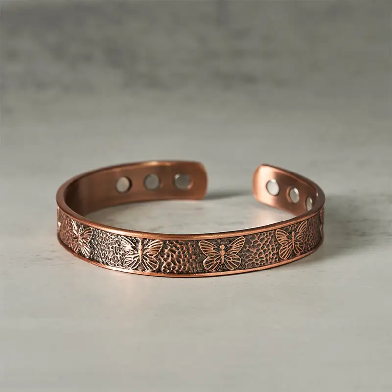 Copper Butterfly Self Care Adjustable Bangle Bracelet