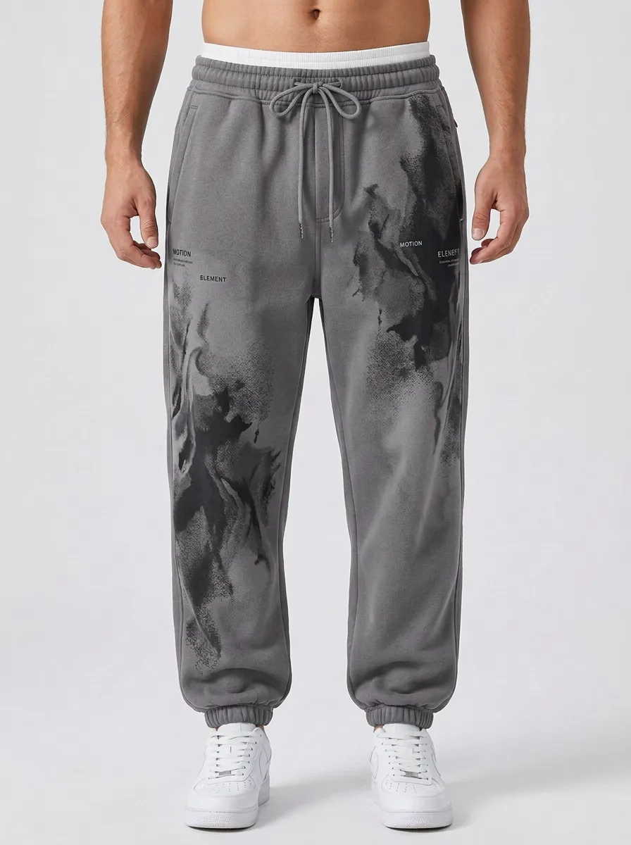 Abstract Motion Graphic Cuffed Joggers