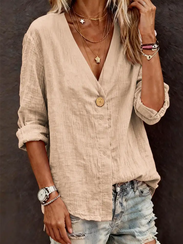 Tailored V-Neck Blouse