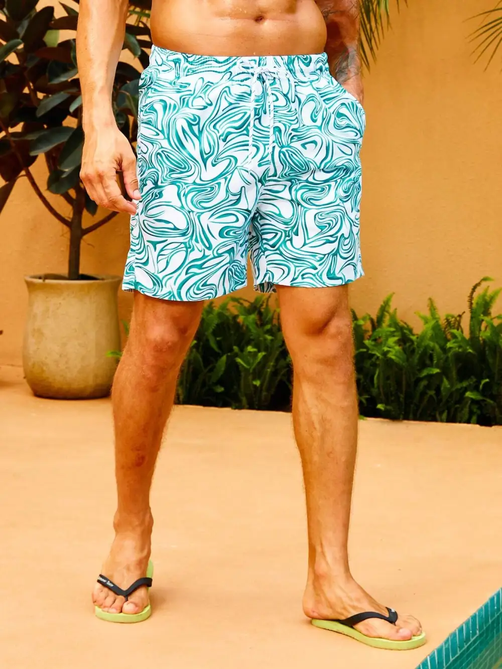 Men's Drawstring Pocket Swim Trunks