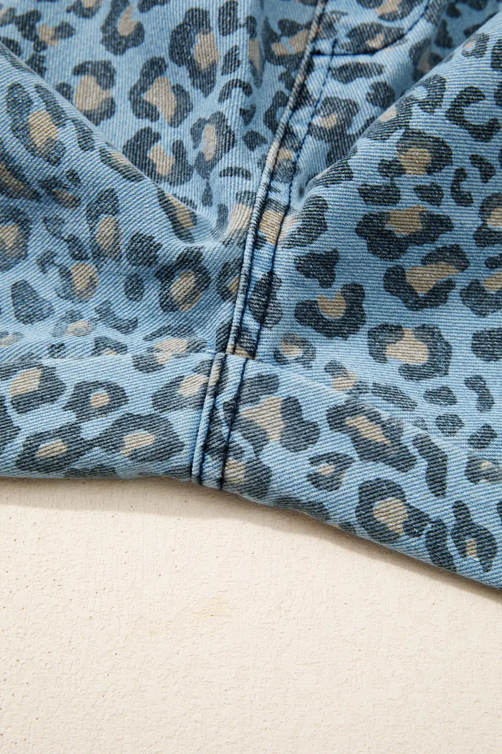 Women's Leopard Print Exposed Seam Detail Wide Leg Drawstring Jeans