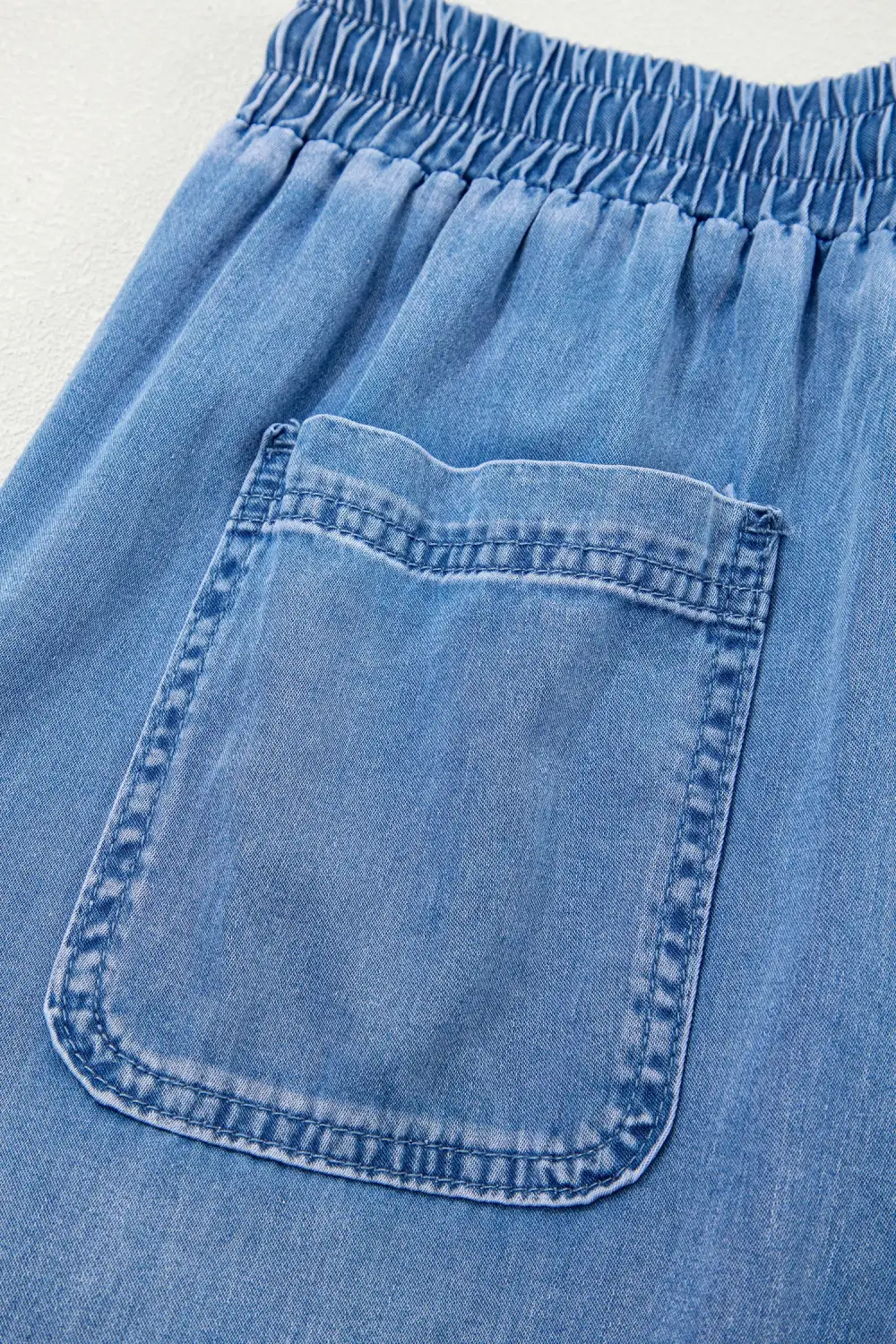 Beau Drawstring Elastic Waist Pocketed Loose Denim Pants