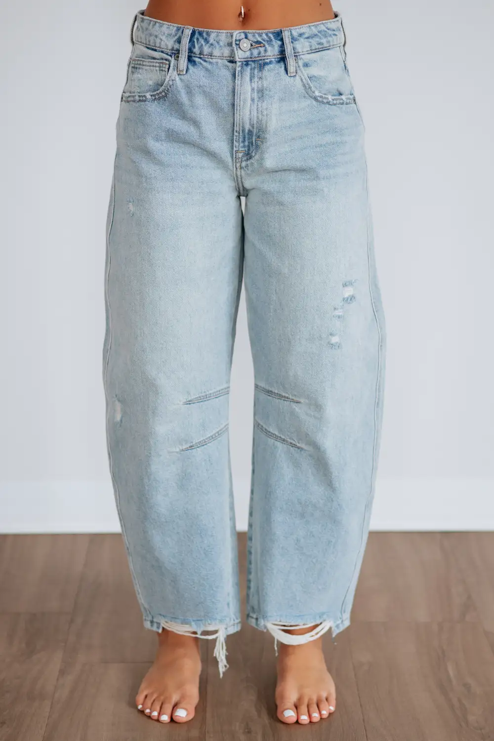 Women's High Rise Barrel Leg Baggy Fit Jeans