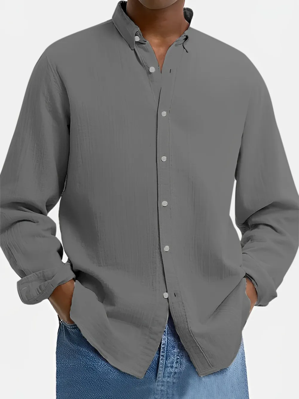 Cotton Linen Camp Collar Shirt