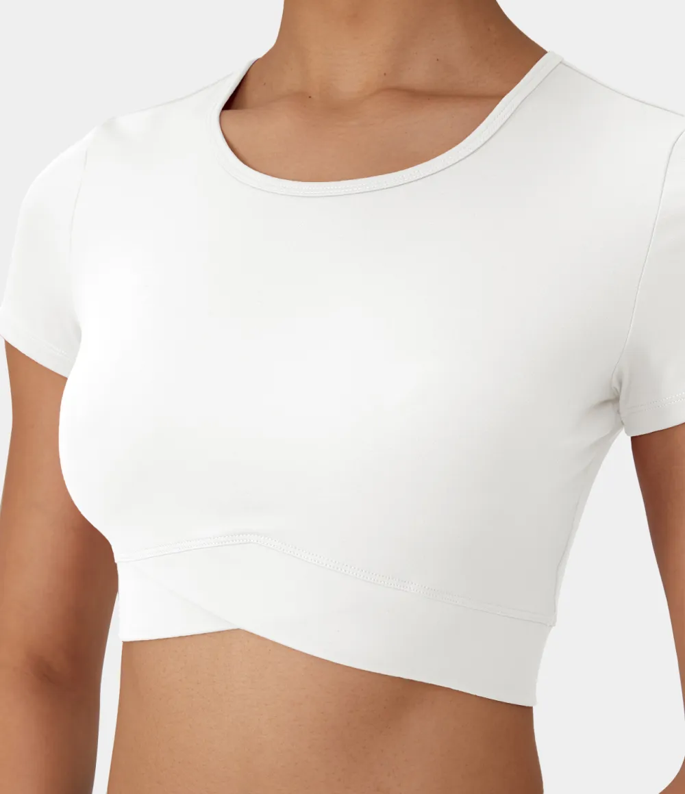 Softlyzero Plush Crossover Hem Cropped Sports Top