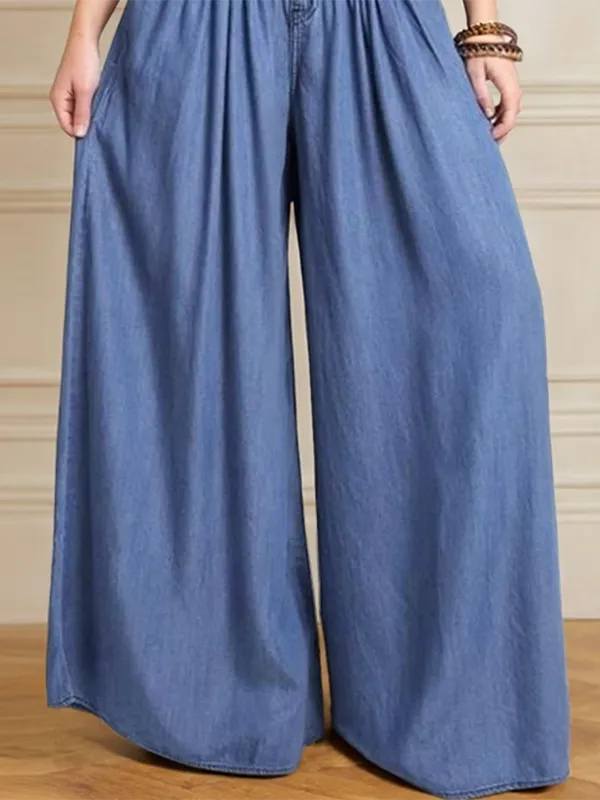 Minimal Relaxed Fit Wide Leg Button Detail Zip Detail Jeans